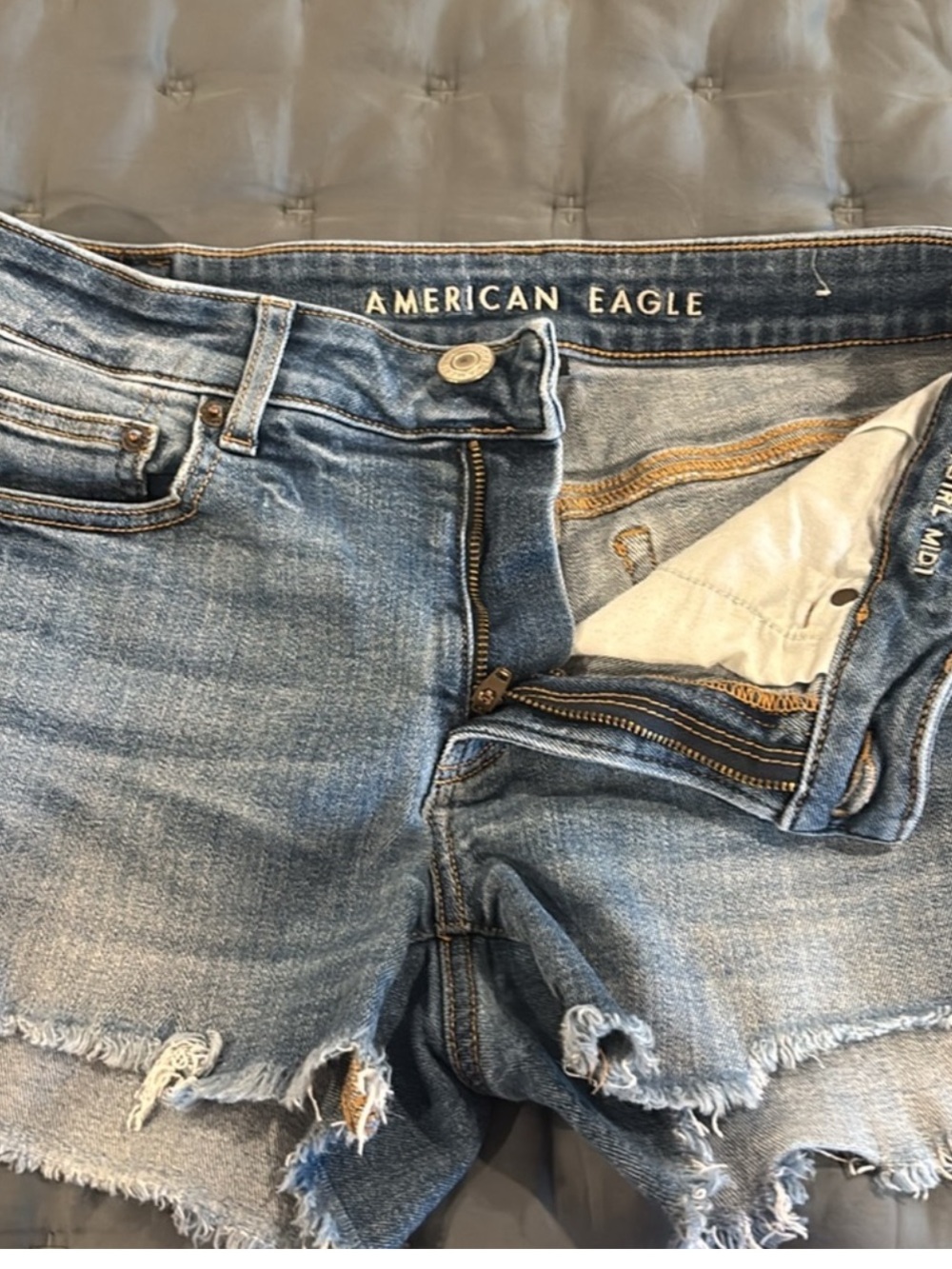 American Eagle Distressed Denim Cutoff Shorts - Blue